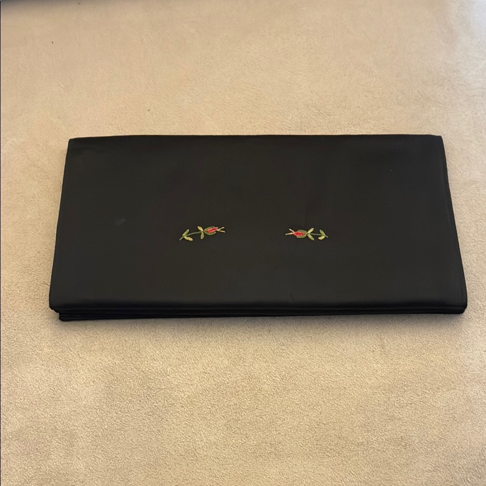 Embroidered Black Clutch with Floral Design - Picture 2 of 3